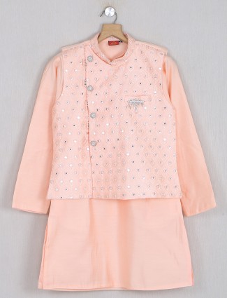 Latest pink silk waistcoat set for boys