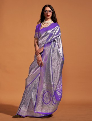 Latest purple kanjivaram silk saree