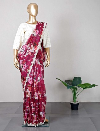 Latest purple wedding wear tissue silk saree