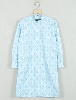 Latest sky blue cotton casual wear kurta suit