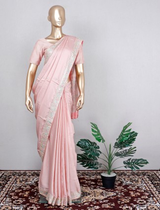 Latest wedding wear silk saree in pink