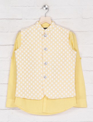Lemon yellow party wear waistcoat shirt for boys
