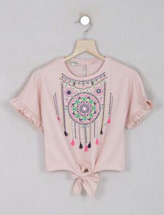 Leo N Babes light pink printed cotton top