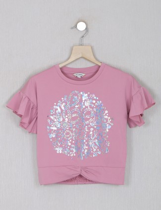 Leo N Babes pink printed top for girls