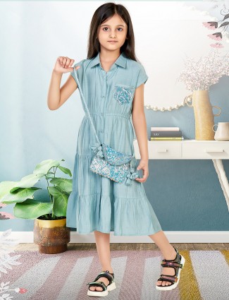 Leo N Babes stone blue cotton casual frock