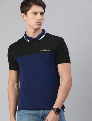 Levis black and blue solid casual wear t-shirt