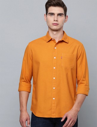 Levis solid orange hued cotton casual shirt