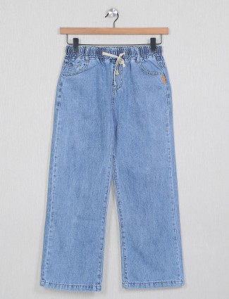 Light blue extravagant solid denim jeans
