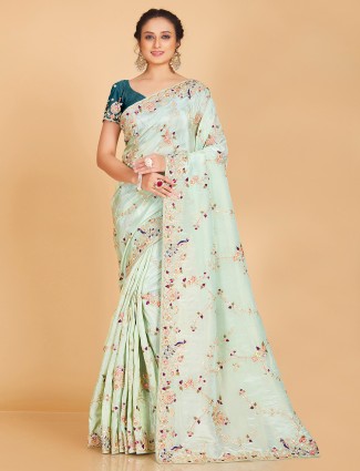Light green silk wedding saree