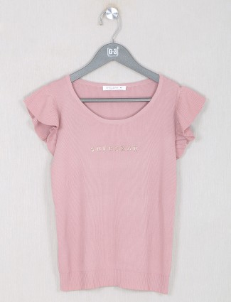 Light pink elegant solid casual top
