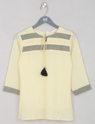Light yellow linen cotton casual top