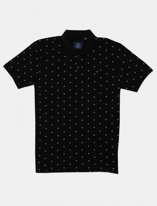 Louis Philippe black printed polo t-shirt