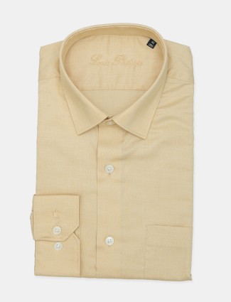 Louis Philippe formal cotton shirt in solid beige