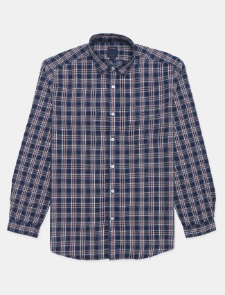 Louis Philippe navy checks casual shirt for mens
