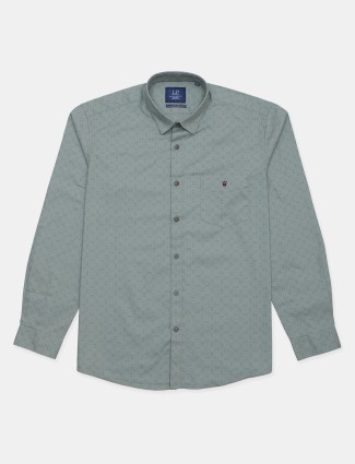 Louis Philippe printed green casual shirt for mens
