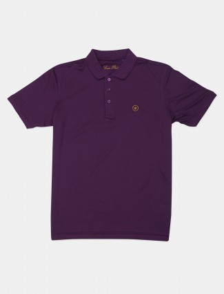 Louis Philippe purple solid casual polo t-shirt