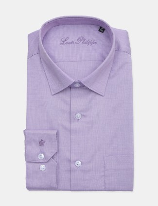 Louis Philippe solid light violet cotton shirt for mens