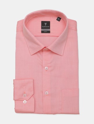 Louis Philippe solid pink cotton formal shirt