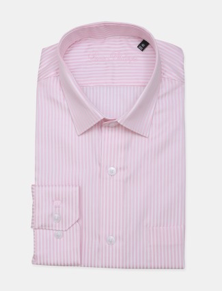 Louis Philippe stripe pattern pink color cotton formal shirt