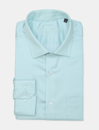 Louis Philippe textured light green cotton shirt for mens