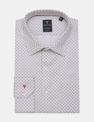 Louis Philippe textured white cotton shirt for mens