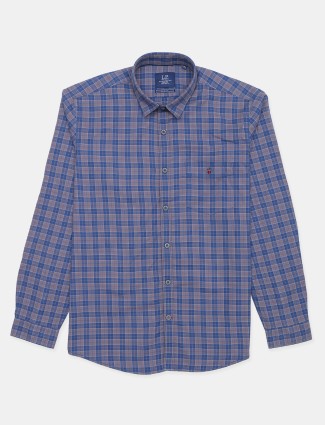Louis Phillippe blue checks cotton casual wear shirt