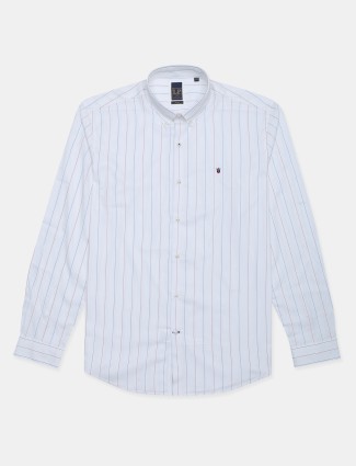 Louis Phillippe stripe white cotton casual wear shirt