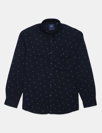 LP Jeans navy blue printed cotton shirt