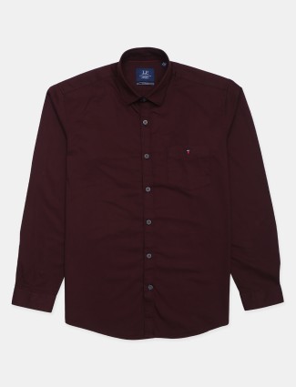 LP Jeans solid maroon cotton casual shirt shirt