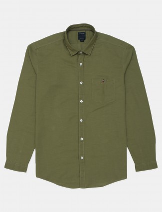 LP solid olive green colored cotton shirt