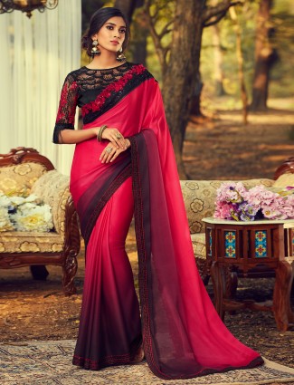 Magenta charming satin festive saree for women