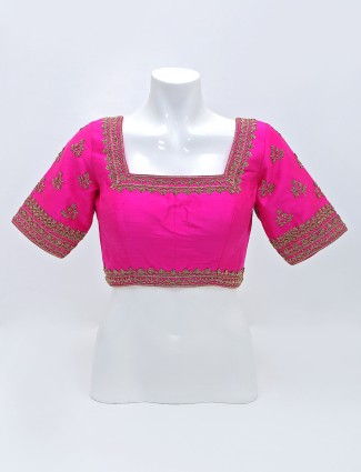 Magenta cotton silk designer blouse for women