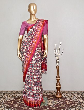 Magenta latest designer festive events cotton silk saree