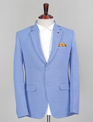 Magestic blue terry rayon two buttoned blazer