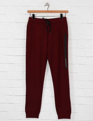 Maml maroon colored solid track pant