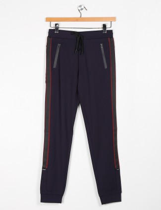 Maml navy cotton solid night track pant