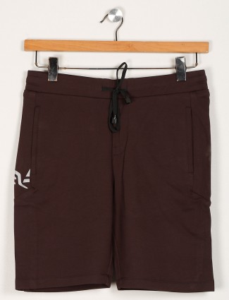 Maml solid brown cotton shorts