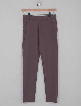 Maml solid wallnut brown cotton track pant