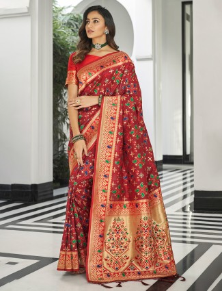 Maroon amazing patola silk sari for wedding functions