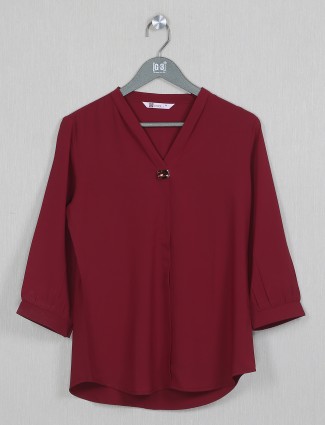 Maroon solid georgette gorgeous casual wear top