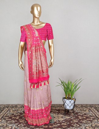 Mauve pink latest designer wedding events patola silk saree