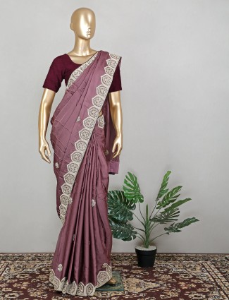 Mauve purple special extravagant silk saree for wedding look