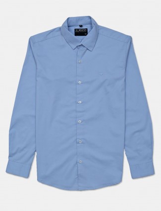 Mufti blue solid shirt in cotton