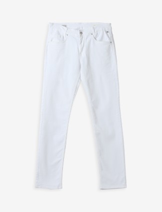 MUFTI white solid narrow jeans