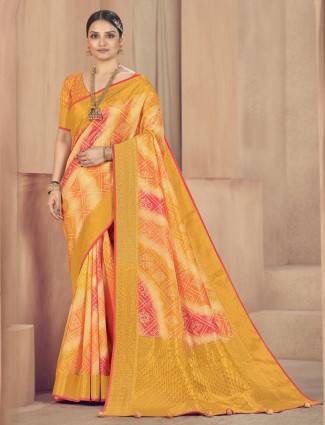 Multi color wonderful wedding wear raw silk saree