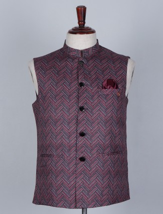 Multi printed silk waistcoat for men