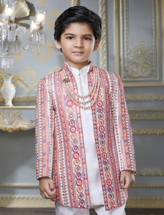 Multicolor color indo-western suit in cotton silk