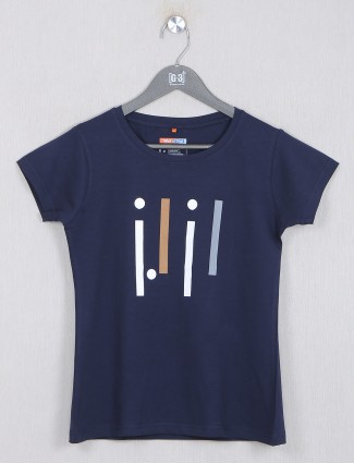 Navy blue casual top for women