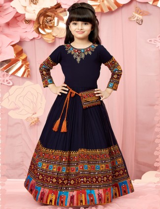 Navy hue georgette gown for parties