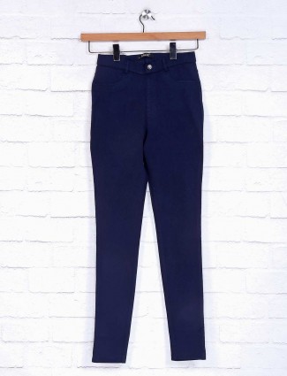 Navy solid casual jeggings